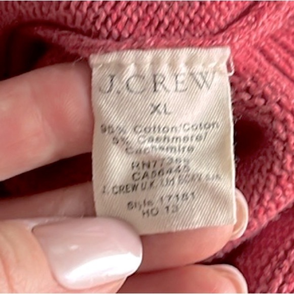 J. Crew Cotton Cashmere Blend Polo Zip Mock Neck Sweater Muted Salmon Pink XL - Picture 7 of 7